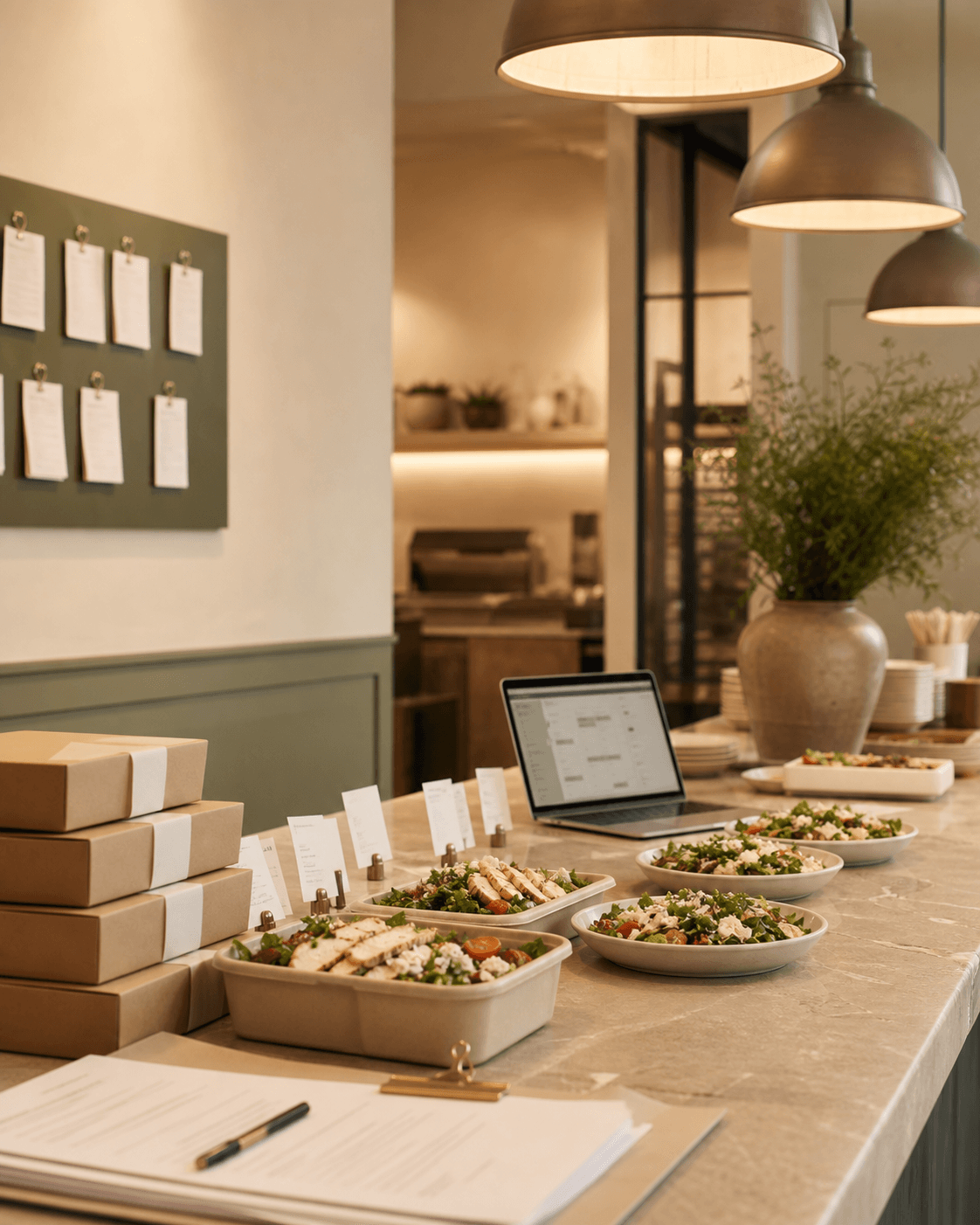 Catering table prepared for an event